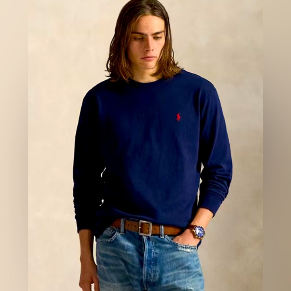 Polo Ralph Lauren Men's XL Navy LS T-Shirt Preppy Cotton Classic Casual